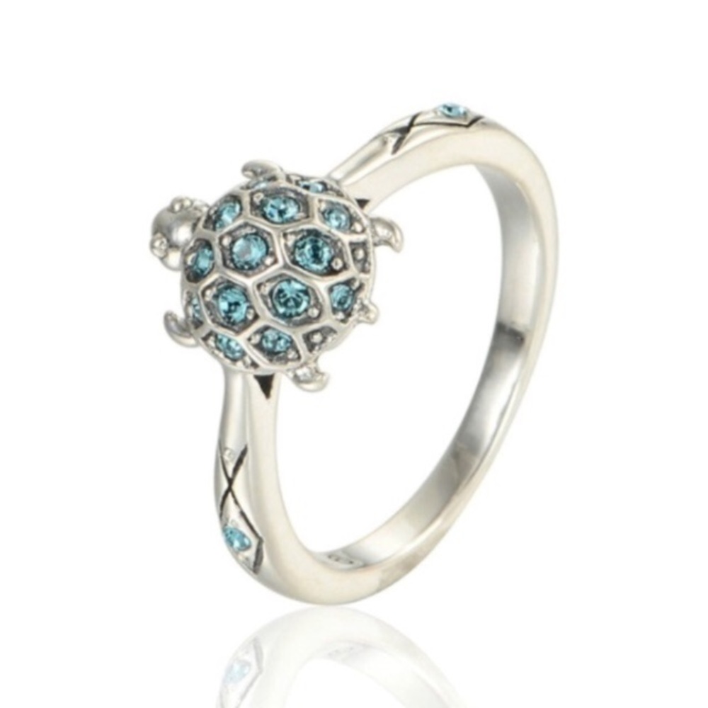 ❤️Turtle Aqua Diamonds Ring - Picture 4 of 5